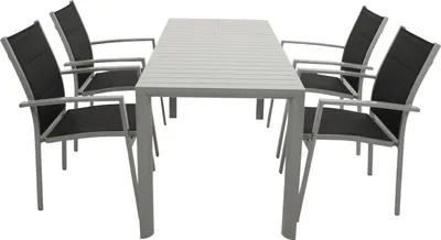 Produktbild von DEGAMO Gartengarnitur Sitzgruppe BAGO 5-teilig, Aluminium silber wetterfest