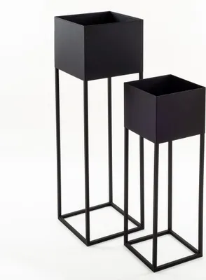 Produktbild von SET 2x - Blumentopfständer Höhe 75 cm & 100 cm - Geschweißt, Sofort Einsatzbereit - Metall Pflanzenständer - Pflanzenregal - Blumenregal