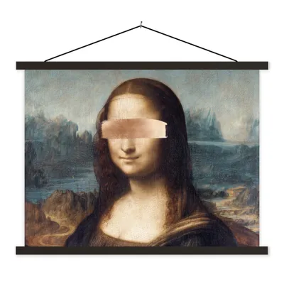 Produktbild von MuchoWow® Textilposter Mona Lisa - Leonardo da Vinci - Roségold 120x90 cm mit schwarzem Rahmen - Aufhänger für Poster