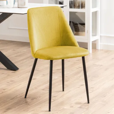 Imagen del producto de Silla de comedor Lily, color amarillo, tapizada en tela de alta calidad
