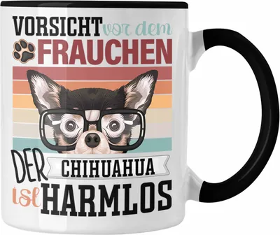 Produktbild von Trendation - Chihuahua Besitzerin Frauchen Tasse Geschenk Lustiger Spruch Geschenkidee Vorsicht Vor Dem Frauchen (Schwarz)