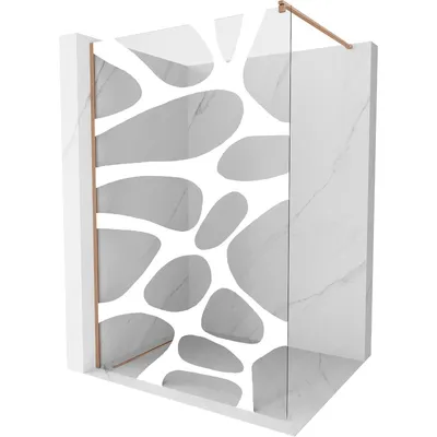 Obrázek produktu pro Mexen Kioto sprchová stěna Walk-in 140 x 200 cm, bílý vzor 8 mm, kartáčovaná měď - 800-140-101-65-97
