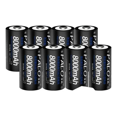 Produktbild von Wiederaufladbare D-Batterien, 8000mAh Kapazität, LCD-Ladegerät, 8 Stück Batterie