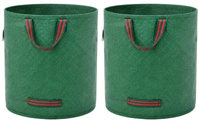 Produktbild von Gartensack 60 Liter, 2 Stück, 45 x 38 cm, Gartenabfallsack aus robustem PP, wiederverwendbar, wasserdicht, faltbar, mit Tragegriffen für Laub