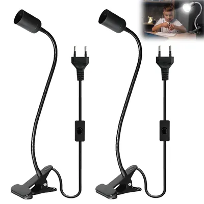 Produktbild von Pack von 2 E27 Lampenfassung Clip Lampe - Mit Schalter und Klemme