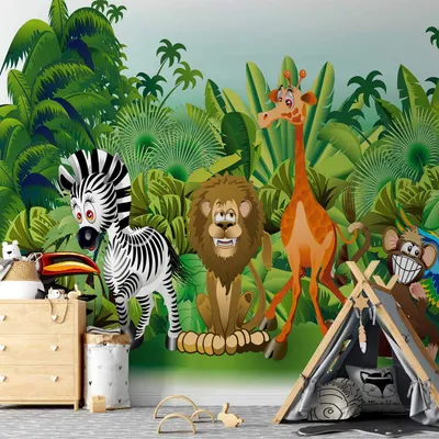 Produktbild von Vlies Fototapete - Jungle Animals 350x256 cm Für Kinder e-B-0012-a-a
