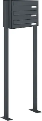 Produktbild von 3er Standbriefkasten Freistehend Durchwurfanlage RAL 7016 Anthrazit