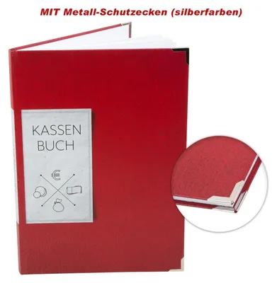 Produktbild von Ordnungsgemäßes Kassenbuch DIN A4 Hardcover - Übersicht Finanzen Ausgaben Einnahmen - rotmit Metallecken