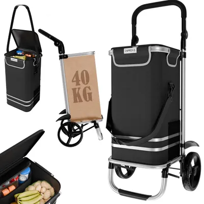 Produktbild von 24MOVE® Einkaufstrolley VEHLO 3in1 Trolley faltbarer Einkaufswagen mit Kühlfach, schwarz