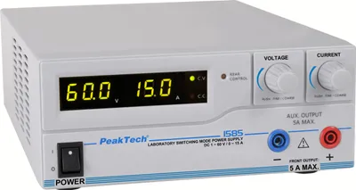 Obrázek produktu pro PeakTech 1585 - Labornetzgerät, 60 V, 15+ 5 A, fernsteuerbarüber USB (P 1585) - 900 W - 900 W