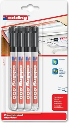 Produktbild von Edding - Filzstift 400 rund 1 mm schwarz Blister mit 4 Stück