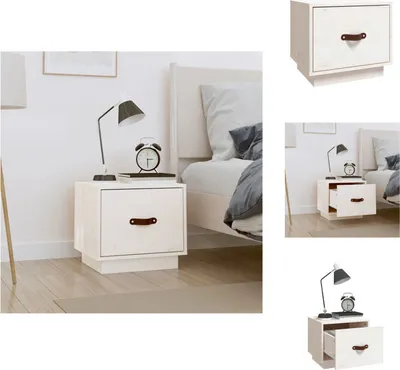 Image de vidaXL Table de chevet blanche 40x34x35 cm Pin massif - Tables de chevet