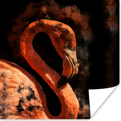 Produktbild von MuchoWow® Poster Flamingo - Farbe - Vogel 50x50 cm - Wohnzimmerdekoration