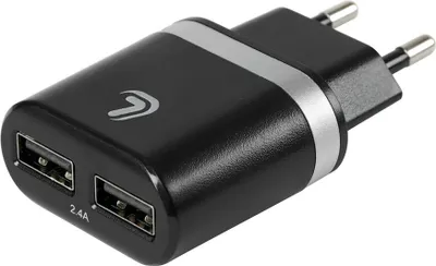 Obrázok produktu pre Sieťová nabíjačka batérií s 2 portami USB - 2400 mA - 100/230 V