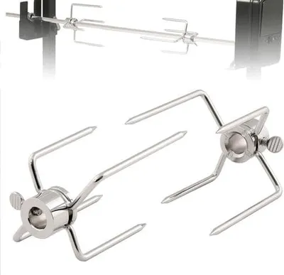 Produktbild von PIQIUQIU 2 Fleischklammer für Drehspieß, Rotisserie Gabeln Universal Edelstahl Fleischnadel für Hähnchen, Schaschlik-Durchmesser 12mm