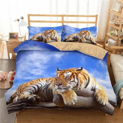 Produktbild von Bettwäsche-Set Tiger-Druck 200x220cm + 2 Kissenbezüge 80x80cm Mikrofaser