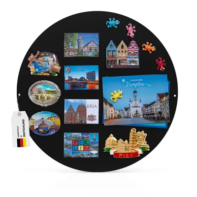 Produktbild von banjado Magnettafel schwarz Ø 47cm rund Magnetwand aus Metall Pinnwand für Küche, Büro, Kinderzimmer [MTRS Blanco]