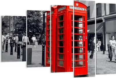 Produktbild von Bild auf Leinwand - Leinwandbild - Großbritannien London Telefon Straße - 150x100cm - Wand Bild - Wanddeko - Leinwanddruck - Bilder - Kunstdruck - Leinwand bilder - Wandkunst - EG150x100-0364