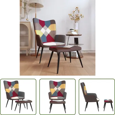 Immagine prodotto di The Living Store Poltrona relax con poggiapiedi Tessuto patchwork