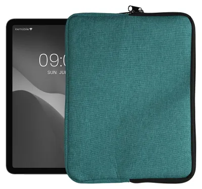 Produktbild von kwmobile Schutzhülle aus Stoff kompatibel mit 12,4"-12,9" Tablet Hülle - Stoffhülle für Tablet mit Reißverschluss - Petrol