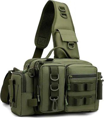 Produktbild von Angeltasche, Multifunktionale Outdoor, Aufbewahrungstasche mit Wasserabweisendem Material, Olivgrün