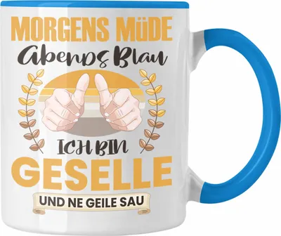 Produktbild von Trendation - Gesellenprüfung Bestanden Tasse Geschenk Geselle 2023 Bestandene Prüfungen Geschenkidee Handwerk Ich Bin Geselle (Blau)