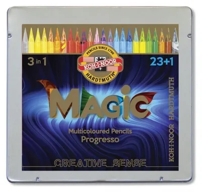 Zdjęcie produktu dla Kredki bezdrzewne Koh-i-Noor Progresso 8774 24 kolory w metalowej kasetce