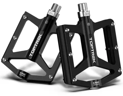 Obrázok produktu pre CNC hliníkové pedále pre bicykel s 3 utieňovými ložiskami | Protišmyková povrchová úprava, priemer 9/16 palca | Ploché pedále pre horské bicykle, čierna farba