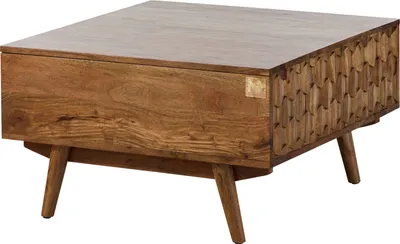 Image de MASSIVMOEBEL24 | Table basse en bois d'acacia laqué brun MOSAYK #116