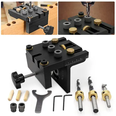 Produktbild von Omgoods – Set mit Vorlagen für Dübel, 3-in-1, mit Bohrhilfe und Positionierclip