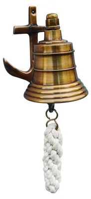 Schiffsglocke 5,5 cm Messing antik mit Ankerhalterung