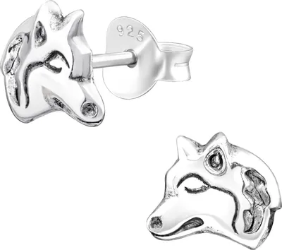 Produktbild von Ohrstecker 925 Sterling Silber mit Wolf