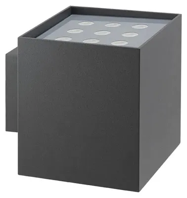 Productafbeelding van ARELUX XWALL SQ. Oppervlaktemontage armatuur. 2x20W, 220-240V AC, Kleurweergave CRI 80, IP65, UGR <7, 40° lichtbundel, 4000K