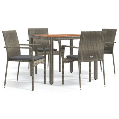 Produktbild von vidaXL 5-tlg. Garten-Essgruppe mit Kissen Grau Poly Rattan