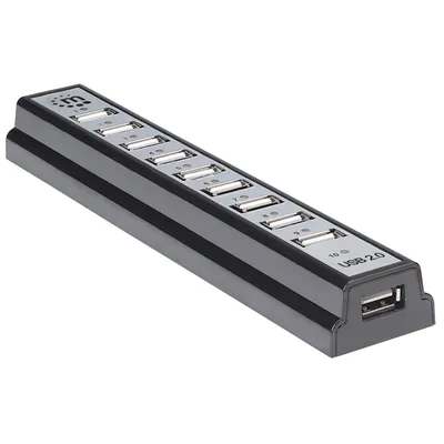 Produktbild von MANHATTAN USB-HUB 10-Port USB 2.0 Desktop Hub schwarz