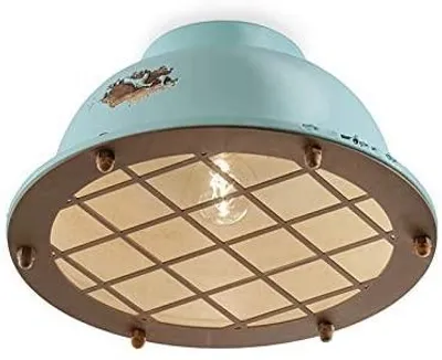 Produktbild von Industrielle Deckenleuchte Eisen und Keramik Vintage Licht Blau 1 Licht E27