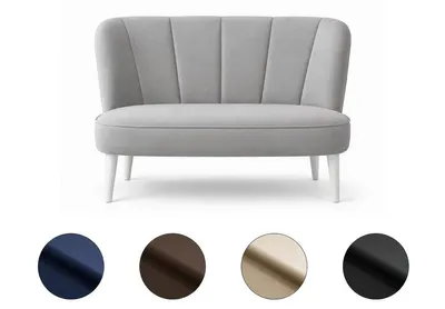 Zdjęcie produktu dla Sofa 2-osobowa RETRO 130x70 cm – sofa wypoczynkowa, mini sofa, sofa do salonu – białe nogi – szara welurowa