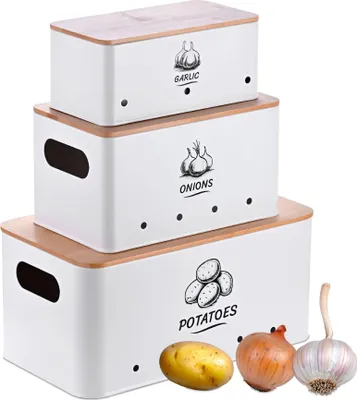 Produktbild von Küchenaufbewahrungsbox-Set, 3-teilig, mit Bambusdeckeln