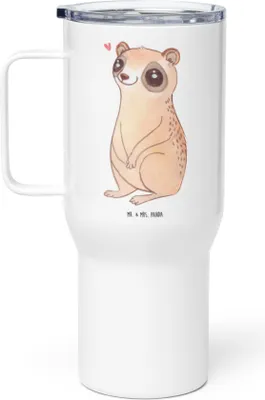 Produktbild von Mr. & Mrs. Panda thermosbecher Plumplori Glücklich - Weiß - Geschenk, Teetasse, Niedlich, Lustige Sprüche, Mehrwegbecher, To-Go-Becher, Kaffee-to-go-Becher, Glück