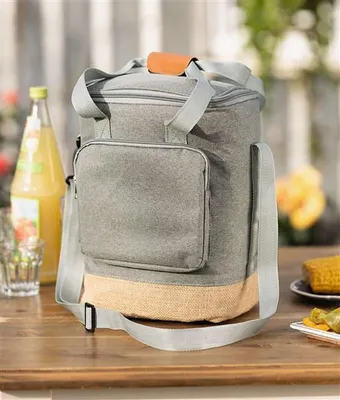 Produktbild von Kühltasche "Rucksack" aus Leinen & Jute, leichter Kühlrucksack, Schultertasche, Thermorucksack, Picknicktasche