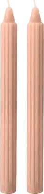 Productafbeelding van Set van 8 decoratieve kaarsen, Doriche, kleur perzik, brandduur 8 uur, diameter 2,2 cm, hoogte 25 cm