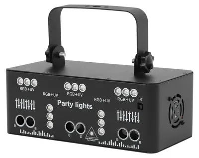 Image de DJ Partylicht - YSH-503 : Laser de scène DMX - 21 lentilles - 15 LED RGB+UV - 6 lasers - 64 motifs - Activation par son et contrôle DMX - Prise EU - Noir