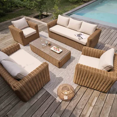 Produktbild von Gartenmöbelset mit 7 Sitzplätzen aus Polyrattan - Oviala Zanzibar