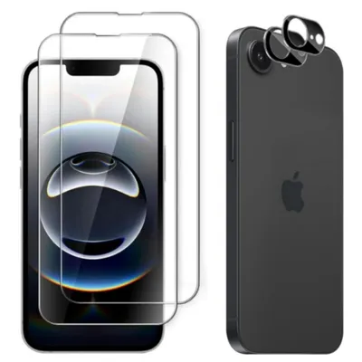 Produktbild von CLM-Tech 4er Set Schutzfolie kompatibel mit iPhone 17e - 2X Panzerfolie + 2X Kameraschutz Kameraglas Panzerglas Displayschutz 9H Glas - Folie kristallklar