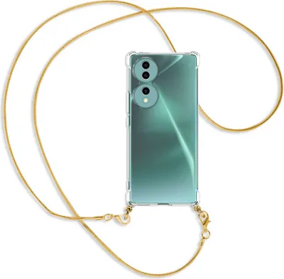 Produktbild von Handykette Backcover-Schutzhülle mit Band (Metall goldfarben) für Honor 70 5G (FNE-AN00, 6.67'') - goldfarbene Snake-Kette
