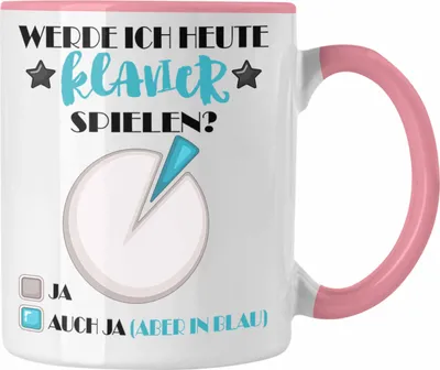 Produktbild von Trendation - Klavier Tasse Geschenk für Klavier Spieler Werde ich Heute Klavier Spielen  (Rosa)