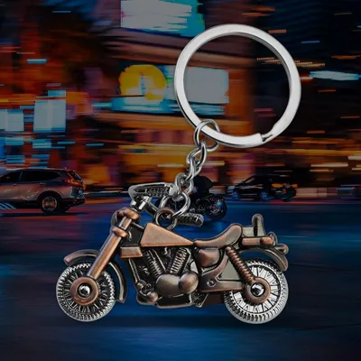 Produktbild von INF Blauer Helm Schlüsselanhänger Stilvoller Motorrad Schlüsselanhänger Silber