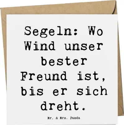 Produktbild von Mr. & Mrs. Panda Glückwunschkarte Spruch Segeln Windfreund - Weiß - Geschenk, Abenteuer, Grußkarte, Sportart, doppelkarte, faltkarte, Wassersport, Sonnenuntergang, Ozean
