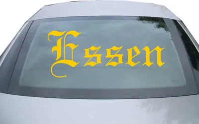 Produktbild von Indigos UG - Aufkleber Heckscheibe & Motorklappe DE6499 - gold - 600x241 mm - Stadt Essen - Auto Scheiben Fenster Heckklappe Tuning Racing JDM - Die cut