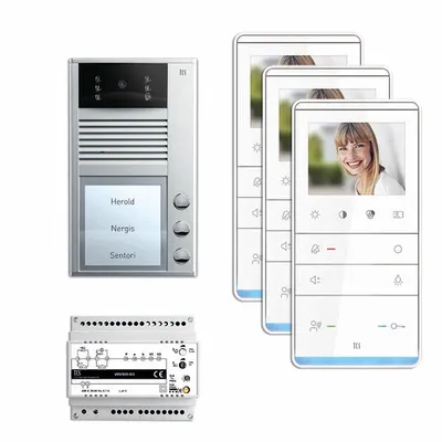 Produktbild von TCS PVC2330-0010 easy:pack V2D Video Aufputz für 3 Wohneinheiten, mit Außenstation AVC 3 Klingeltasten + Video Freisprecher IVW5211 + Steuergerät NVV1000